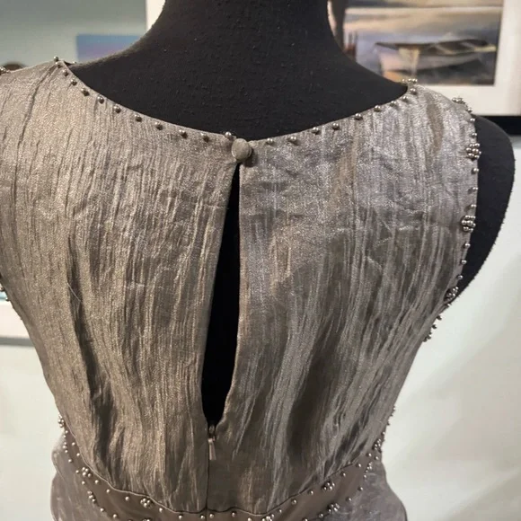 ❤️Adrianna Papell Platinum Beaded Dress-Sz 8 - Picture 6 of 9